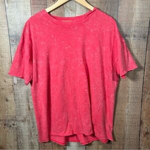 Aerie Oversized Acid Wash Medium Tee Shirt Vintage Inspired Cotton Red Casual